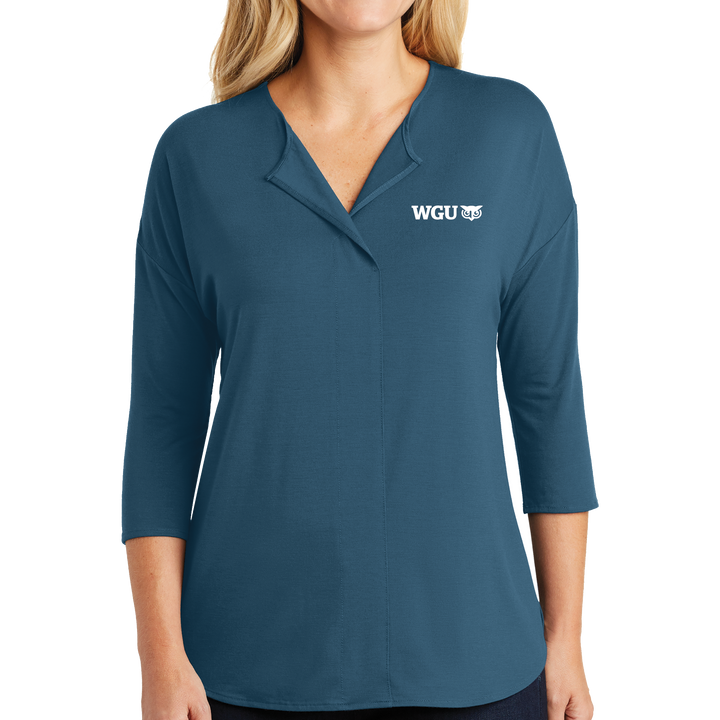 Port Authority® Ladies Concept 3/4-Sleeve Soft Split Neck Top