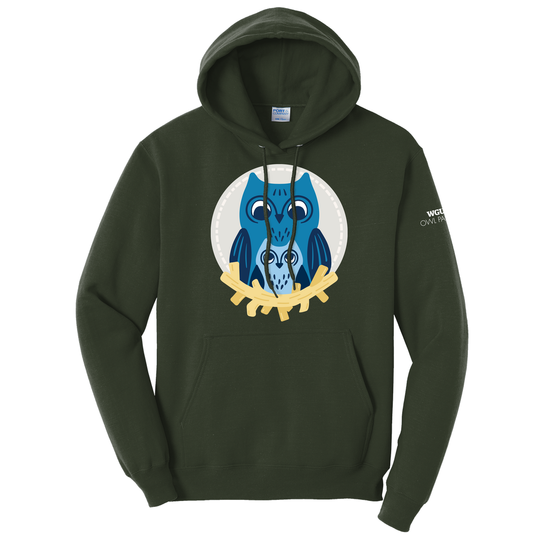 Port & Company Unisex Core Fleece Pullover Hooded Sweatshirt  - Owl Parents