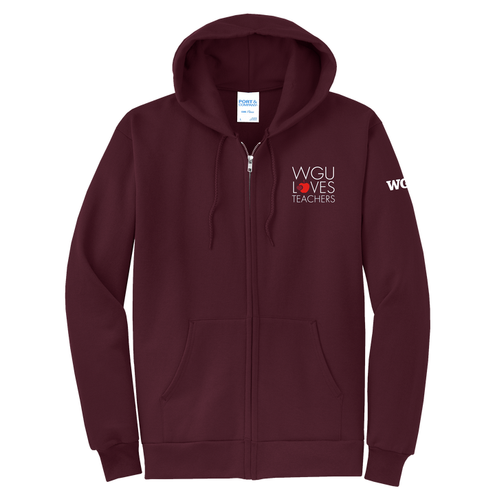 Port & Company Unisex Core Fleece Full-Zip Hooded Sweatshirt - WGU Loves Teachers