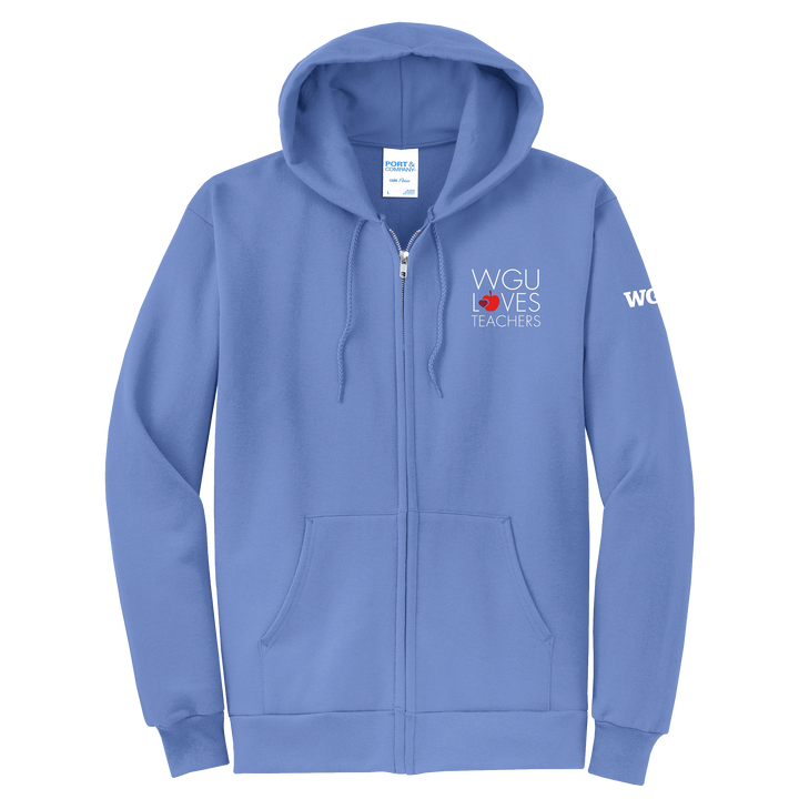 Port & Company Unisex Core Fleece Full-Zip Hooded Sweatshirt - WGU Loves Teachers
