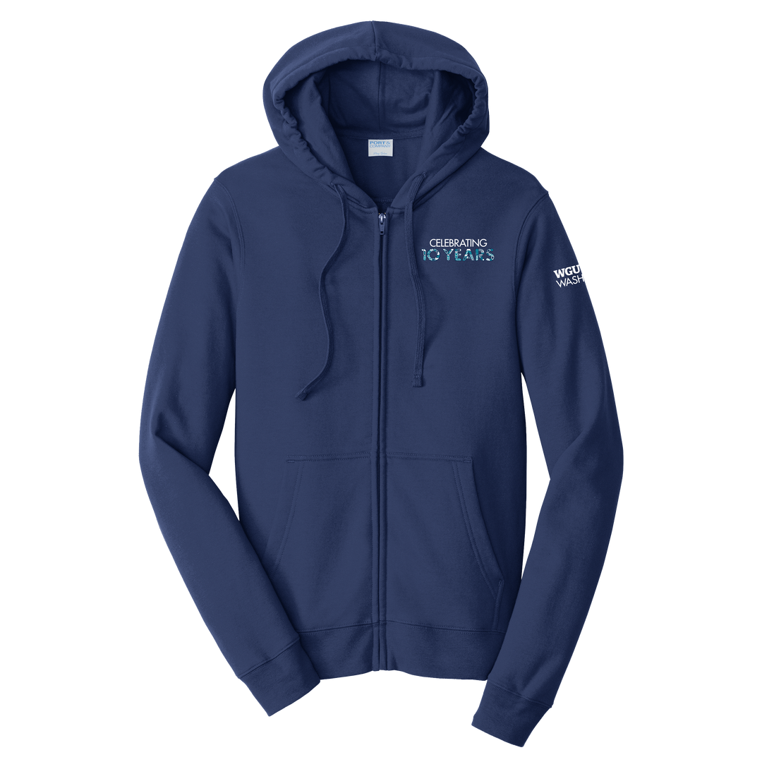 Port & Company® Unisex Fan Favorite™ Fleece Full-Zip Hooded Sweatshirt - Washington 10 Years